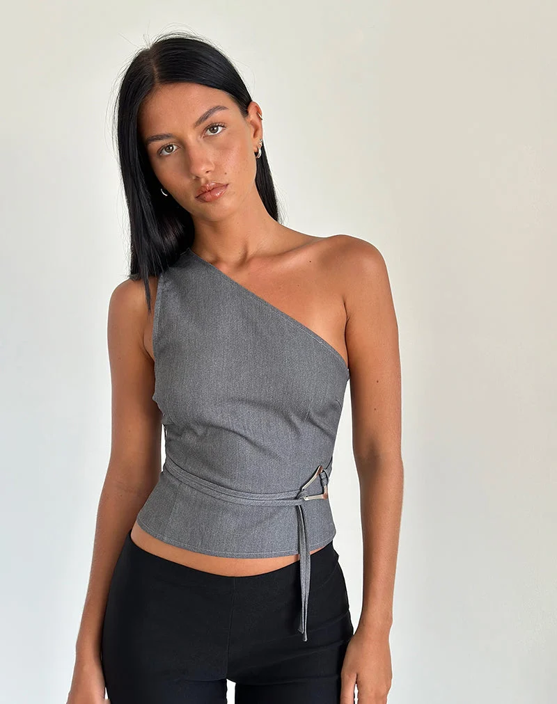 Top asymétrique Sayaka Tailoring Charcoal
