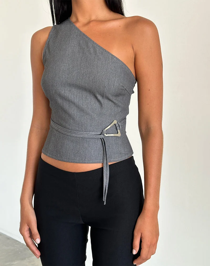 Top asymétrique Sayaka Tailoring Charcoal