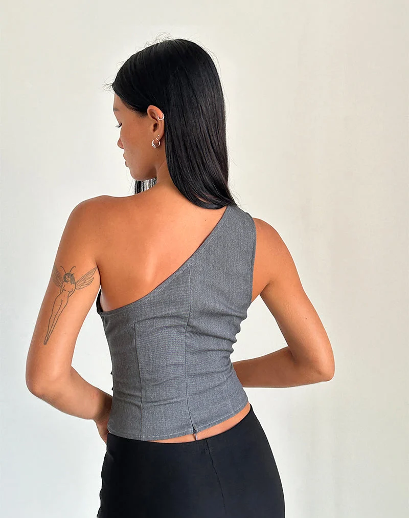 Top asymétrique Sayaka Tailoring Charcoal