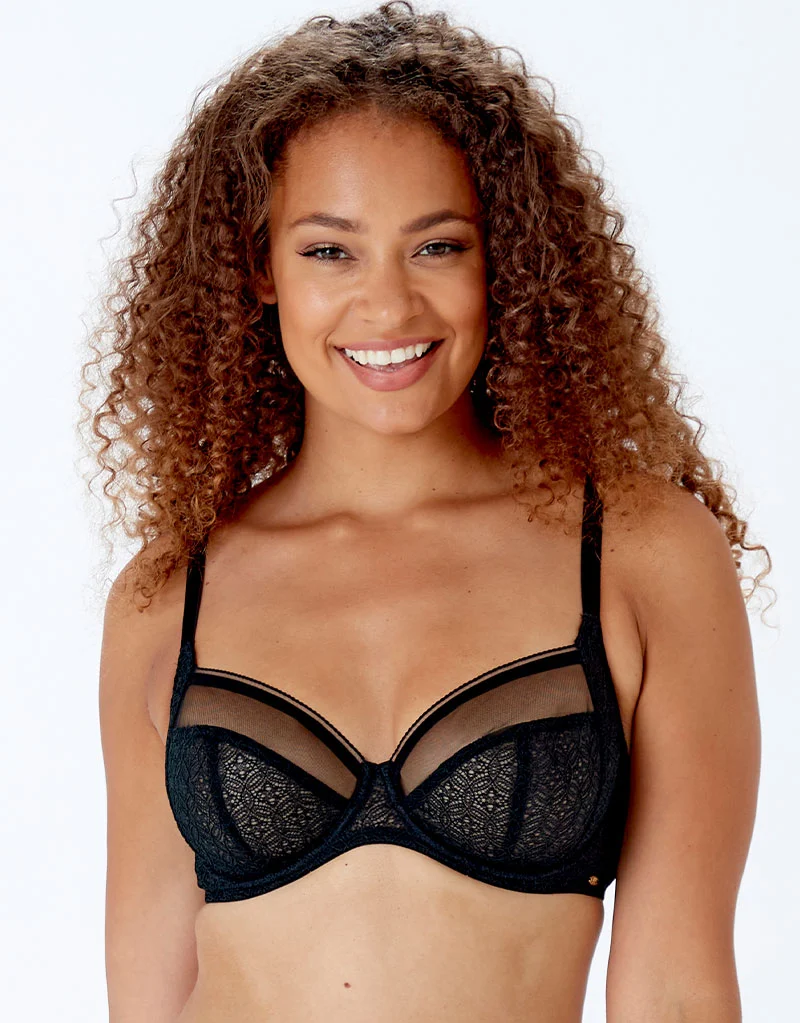 Pretty Polly Delicate Lace Balcony Bra Black