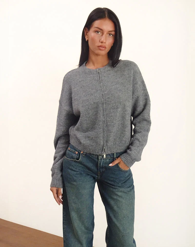 Veste zippée Maira en tricot gris