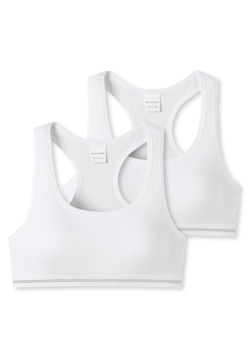 Bustier Doppelripp 2er-Pack Weiss - Long Life Rib
