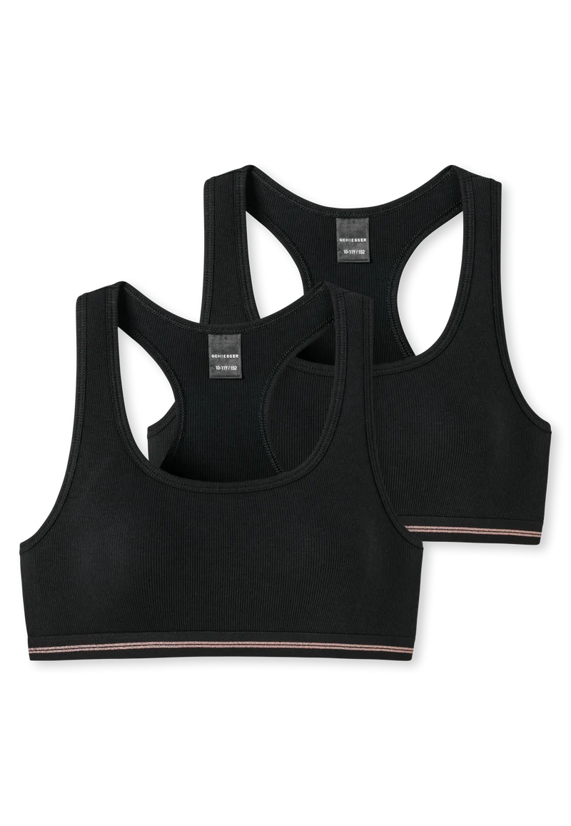 Bustier Doppelripp 2er-Pack Schwarz - Long Life Rib