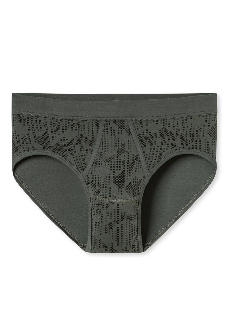 Slip mit Eingriff Khaki gemustert - Fine Interlock