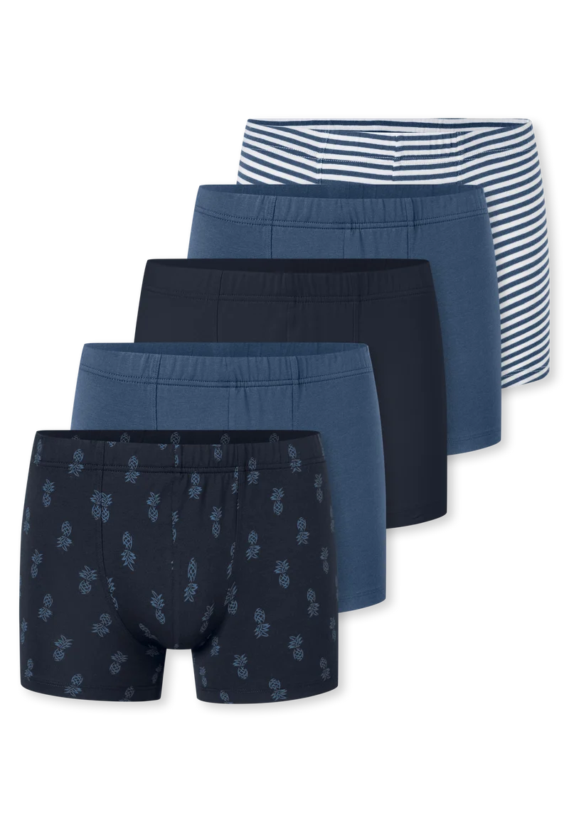 Shorts 5er-Pack Blau/Weiss gemustert - 95/5