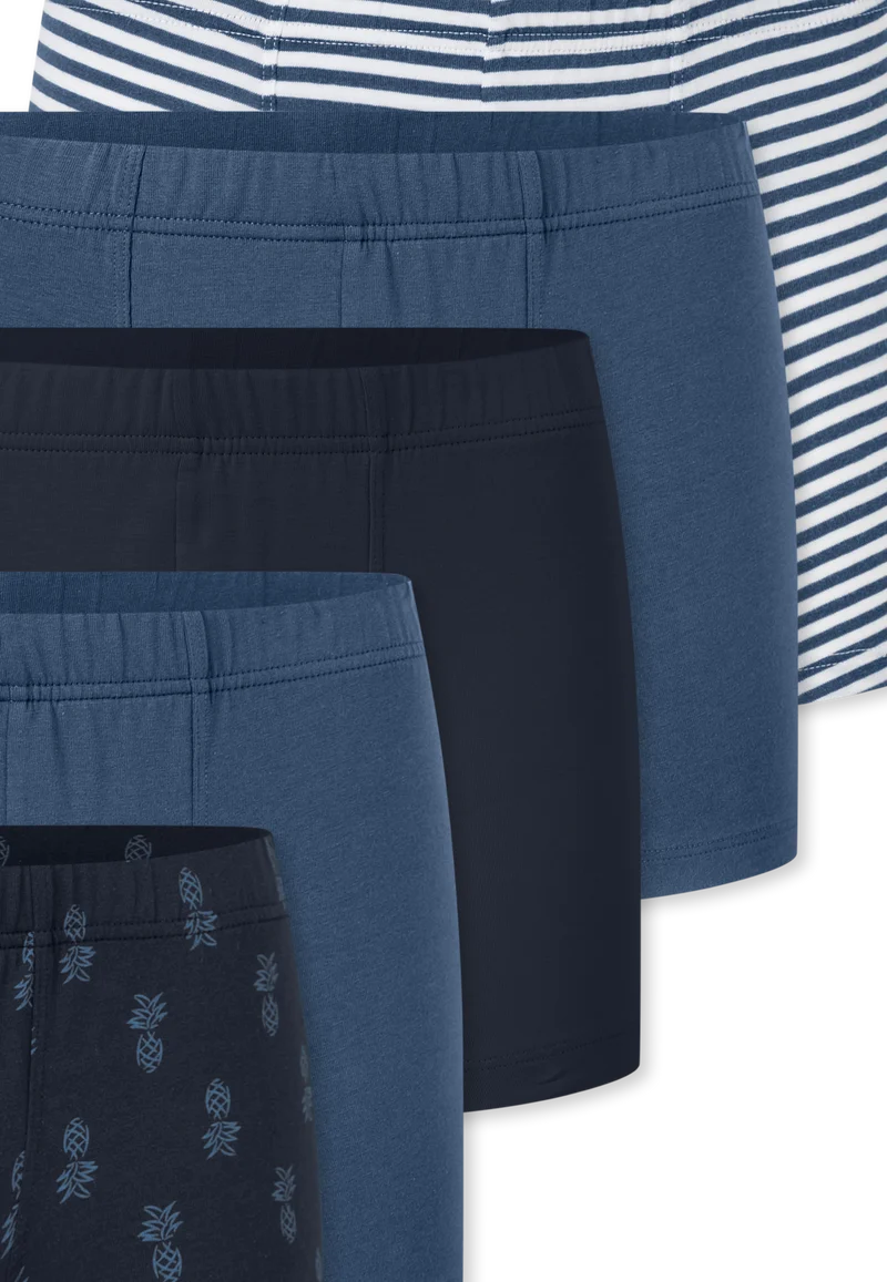 Shorts 5er-Pack Blau/Weiss gemustert - 95/5