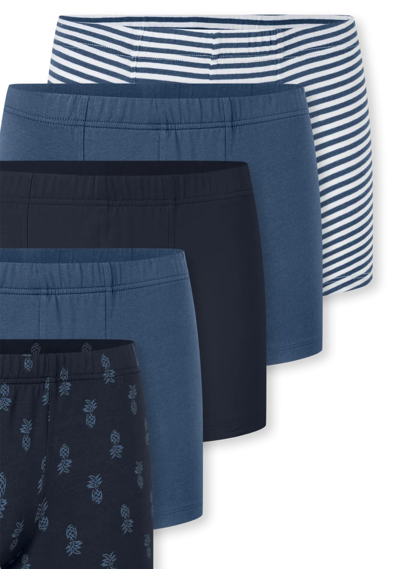 Shorts 5er-Pack Blau/Weiss gemustert - 95/5