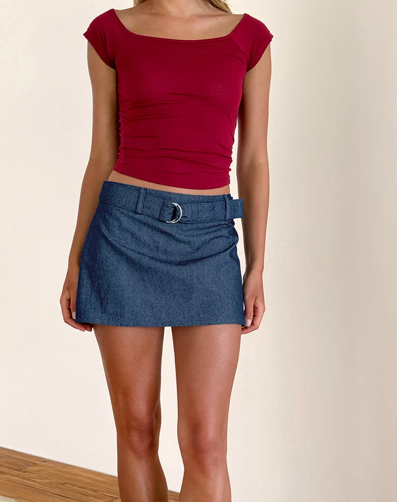 Jupe ceinturée Marine, Denim Chambray Indigo