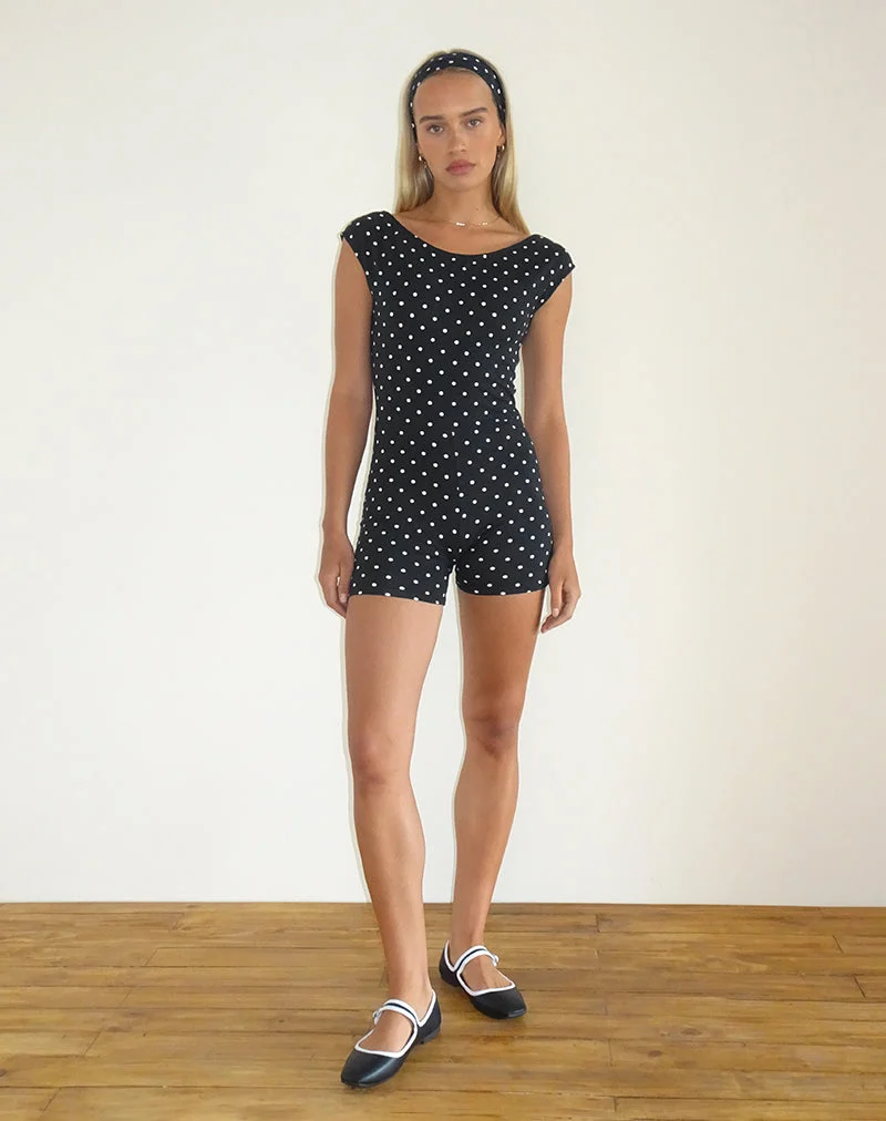 Combinaison dos nu Meredith, noir polka