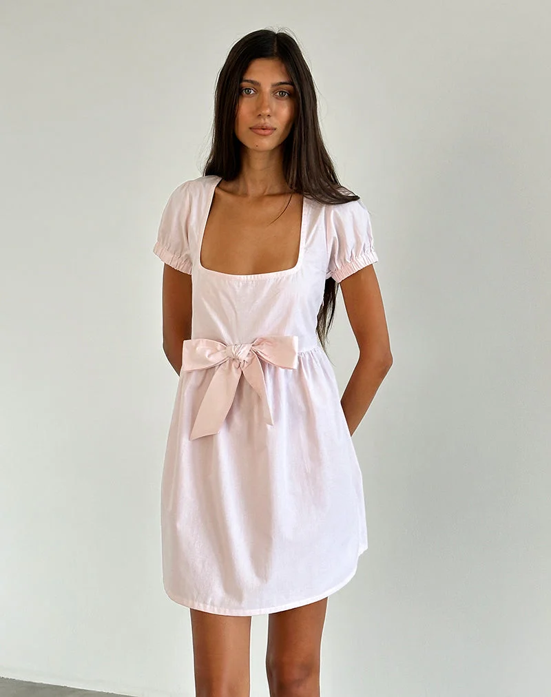 Leshiana Mini robe en popeline rose clair