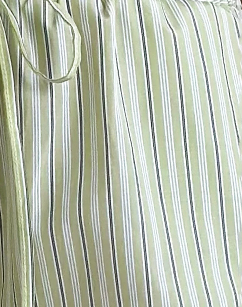 Pantalon Samir à rayures vert clair