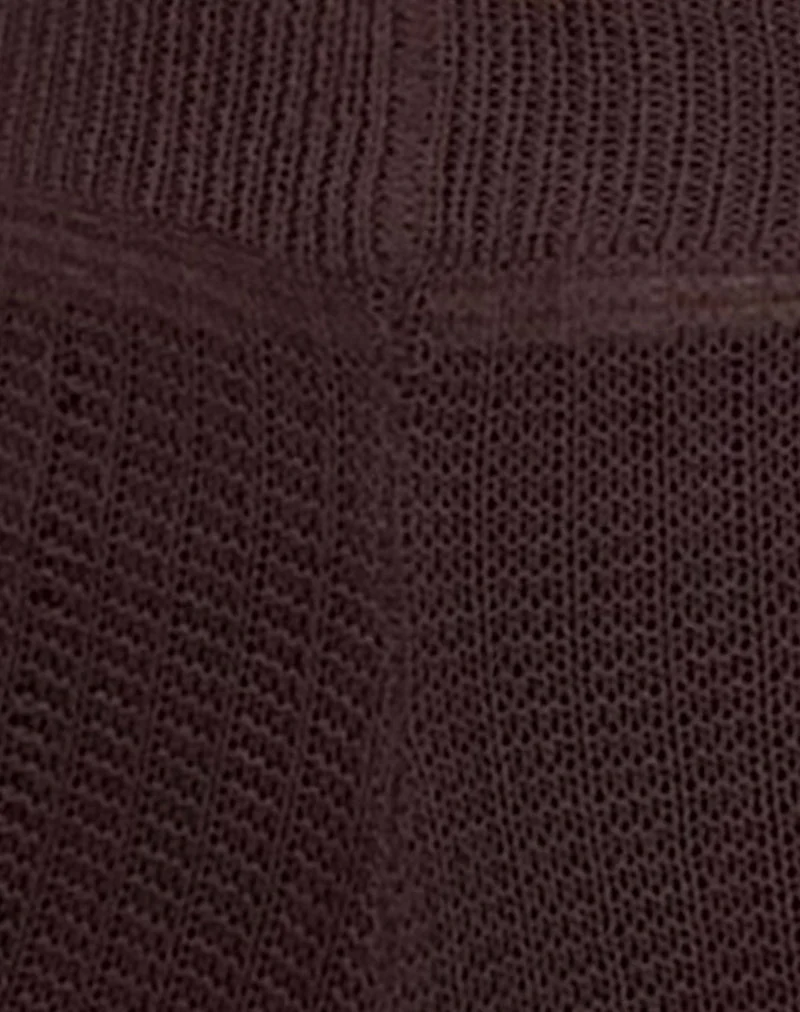 Micro-short Alina en tricot à larges côtes marron