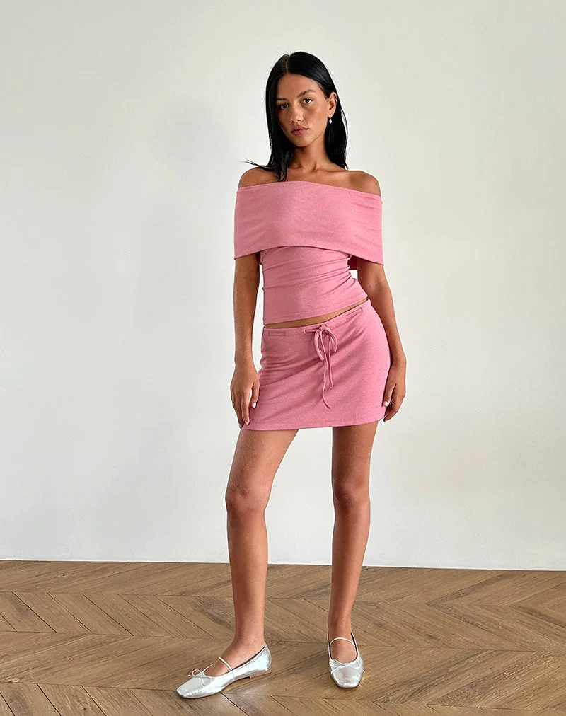 Thalassa Top asymétrique en maille transparente rose foncé