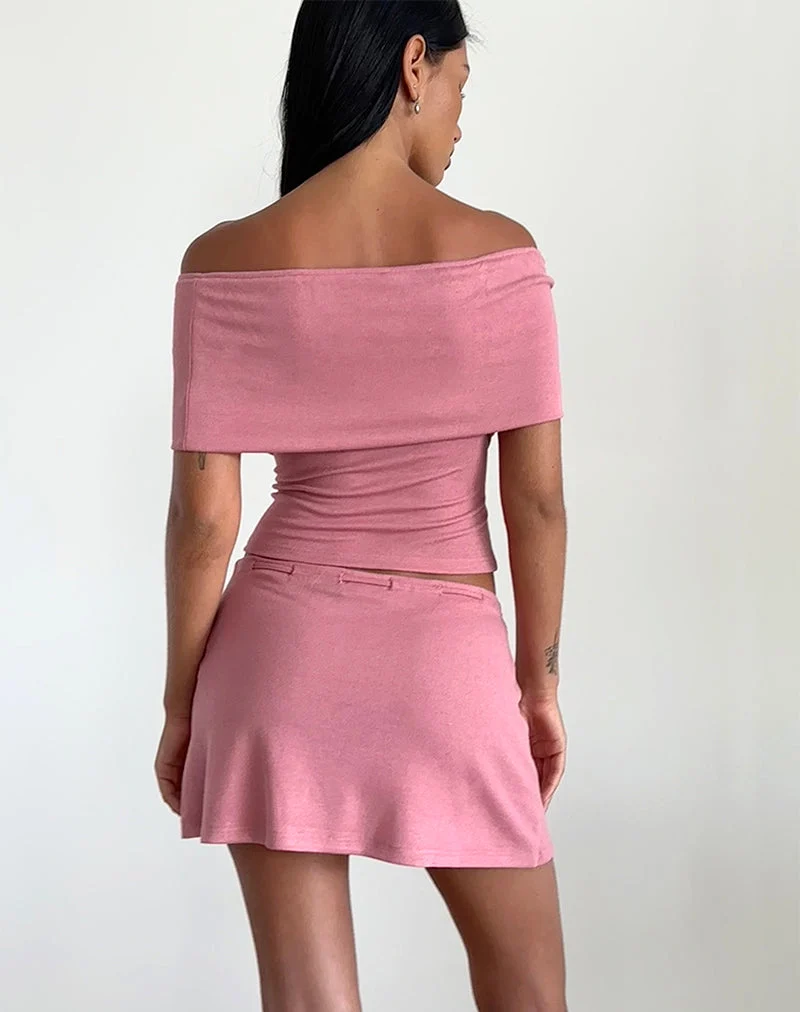 Thalassa Top asymétrique en maille transparente rose foncé