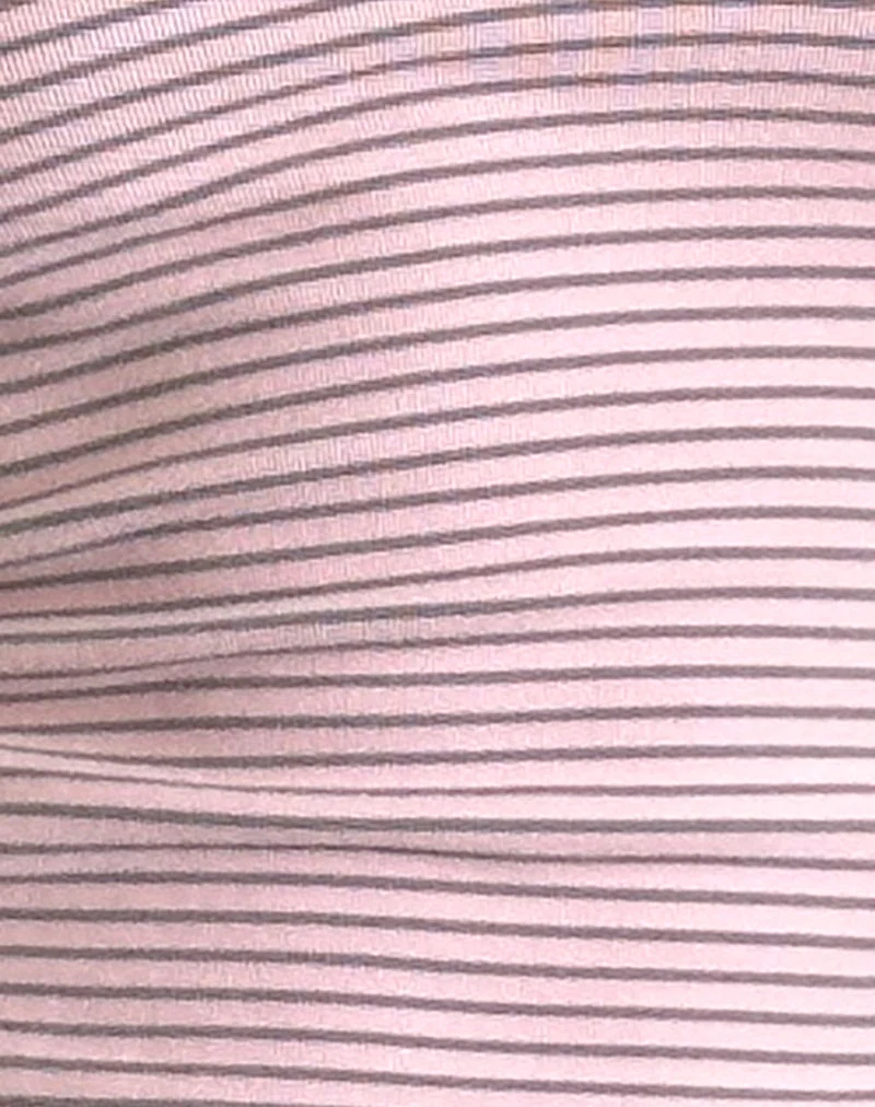 Jules Halter Top in Pink and Grey Jersey Stripe (Top dos nu en jersey rayé rose et gris)