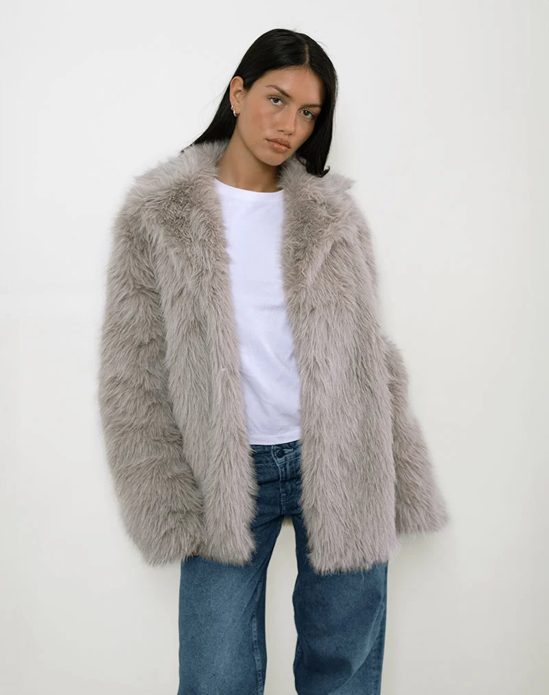 Veste Lupita en fausse fourrure Taupe