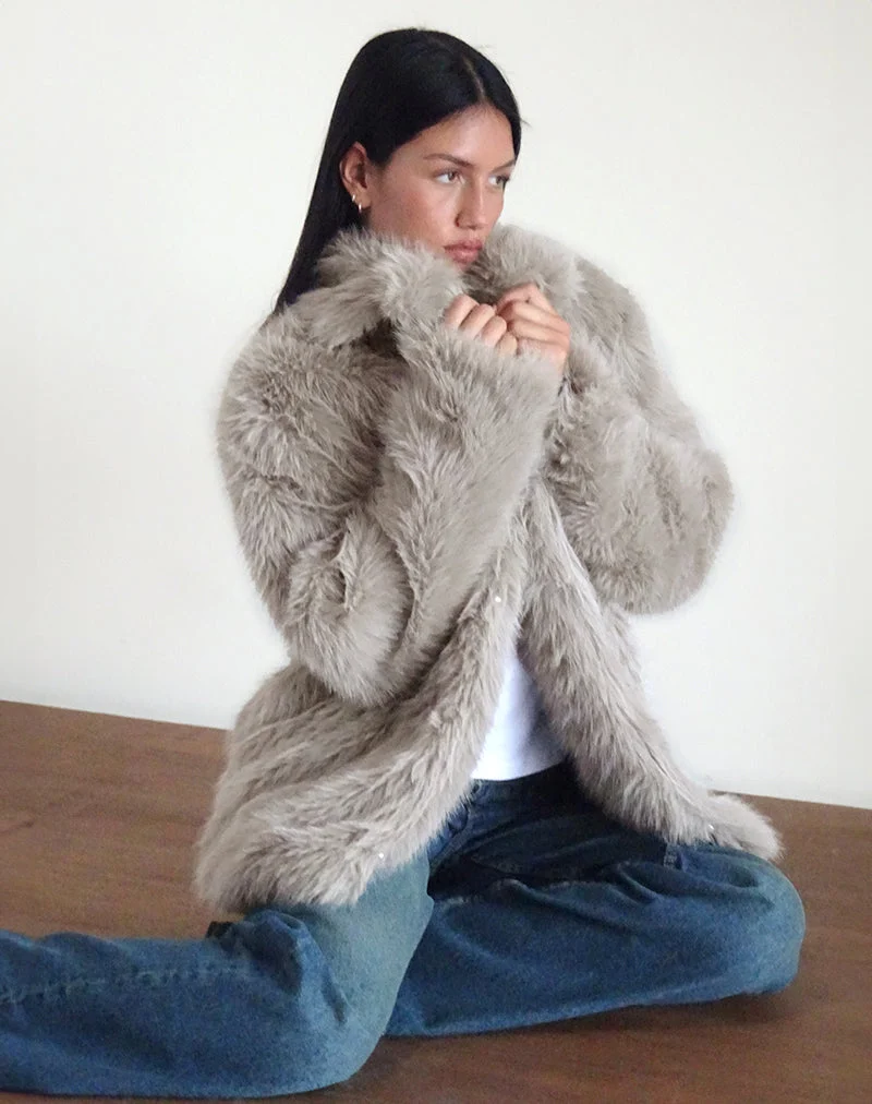 Veste Lupita en fausse fourrure Taupe