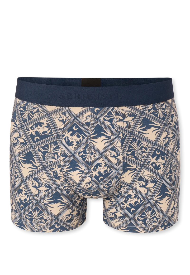 Enge Boxershorts Blau/Off-White gemustert - 95/5