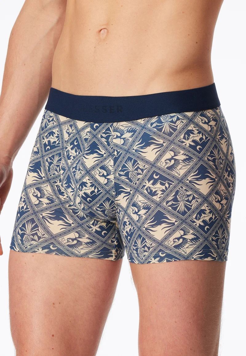 Enge Boxershorts Blau/Off-White gemustert - 95/5