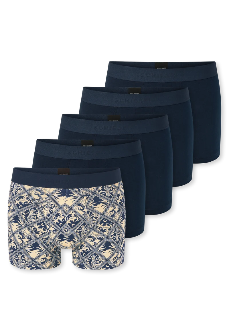 Enge Boxershorts 5er-Pack Blau/Weiss gemustert - 95/5