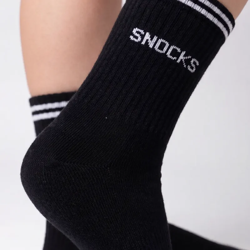 Hohe Sportsocken mit Streifen Kinder | Schwarz