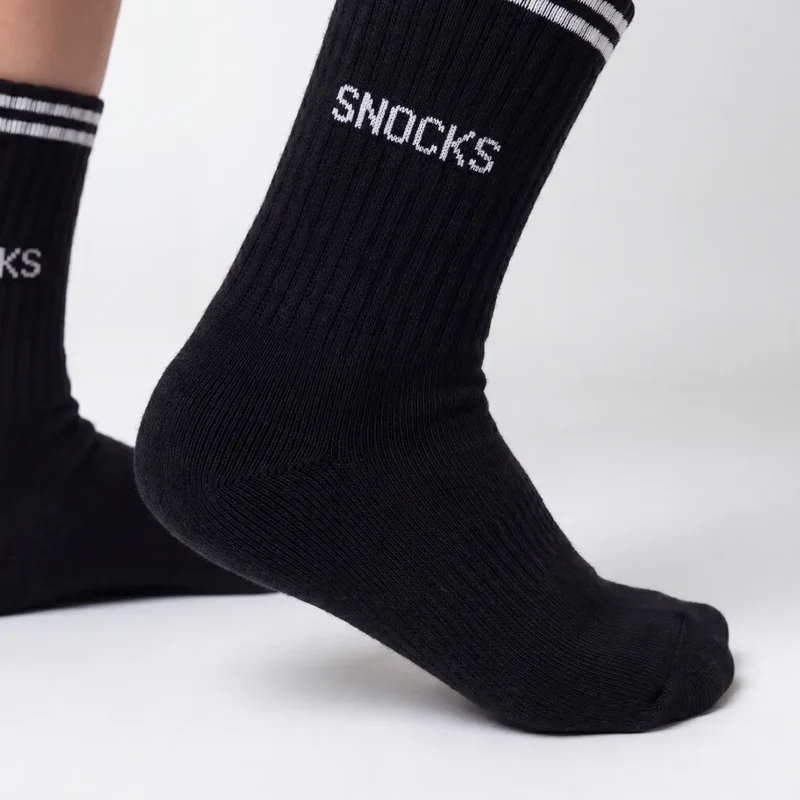 Hohe Sportsocken mit Streifen Kinder | Schwarz