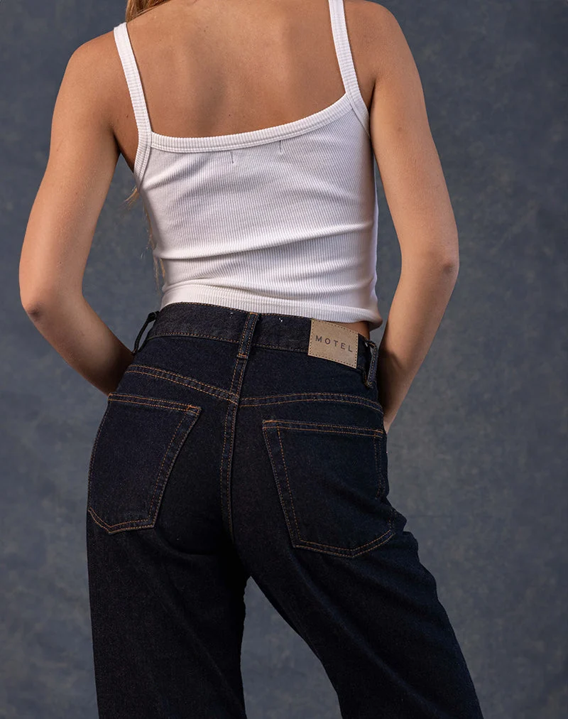 Jeans Awkward Parallel à taille moyenne, indigo