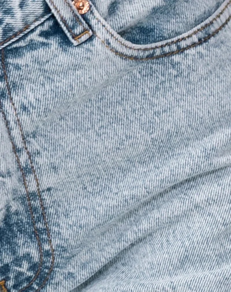 Jean parallèle slim à taille moyenne, délavé 80's Light Wash