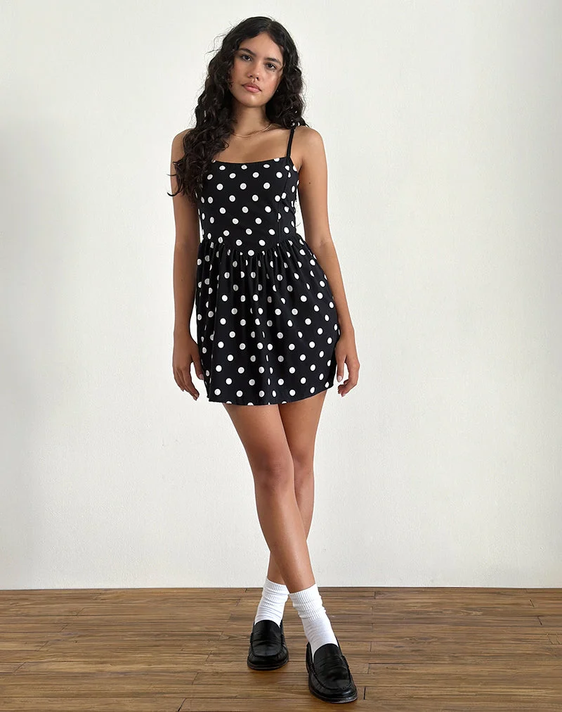 Mini robe Ramana, 80s Polka Black