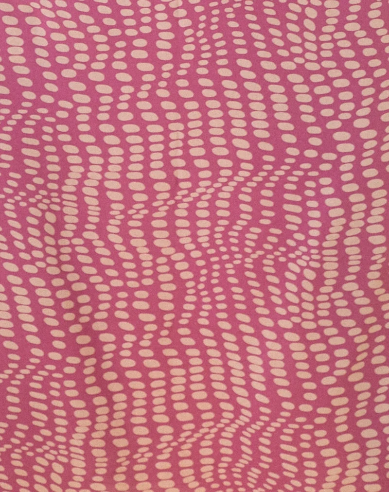 Bayan One Shoulder Top in Wavy Polka Purple (Top asymétrique Bayan à pois ondulés)