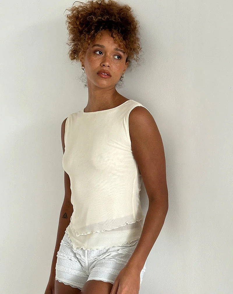 Rochie - Top asymétrique en maille crème