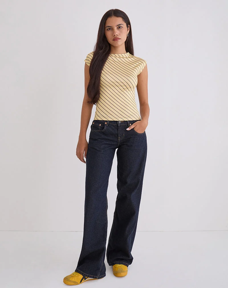 Nova Slinky Top in Yellow Diagonal Stripe (Top fluide à rayures diagonales jaunes)