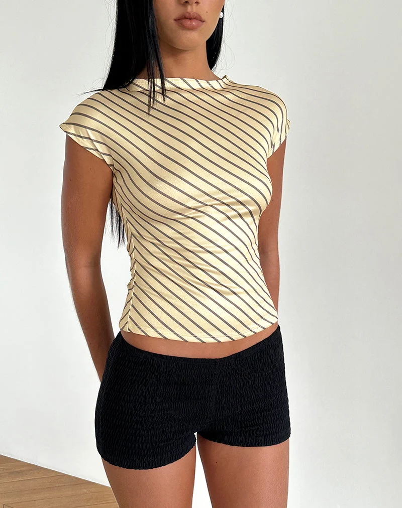 Nova Slinky Top in Yellow Diagonal Stripe (Top fluide à rayures diagonales jaunes)