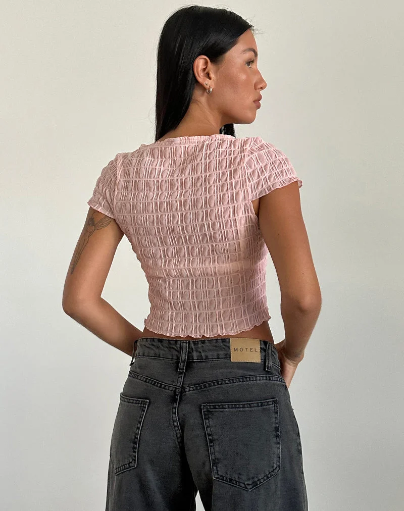 Georgia - Top en maille texturée - Rose chair