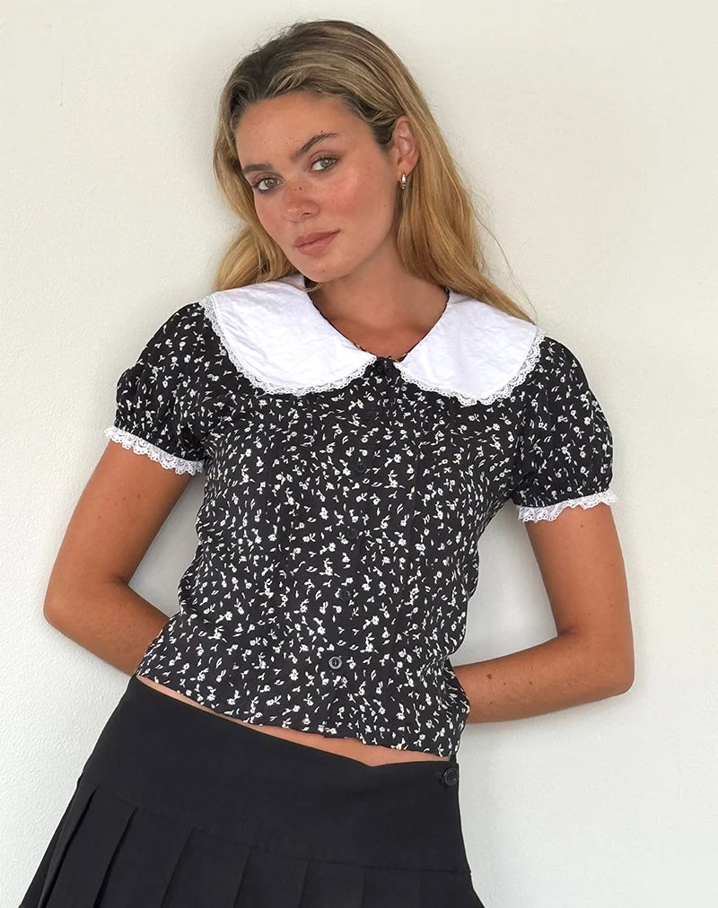 Chemisier Jisoya, noir Ditsy Romance