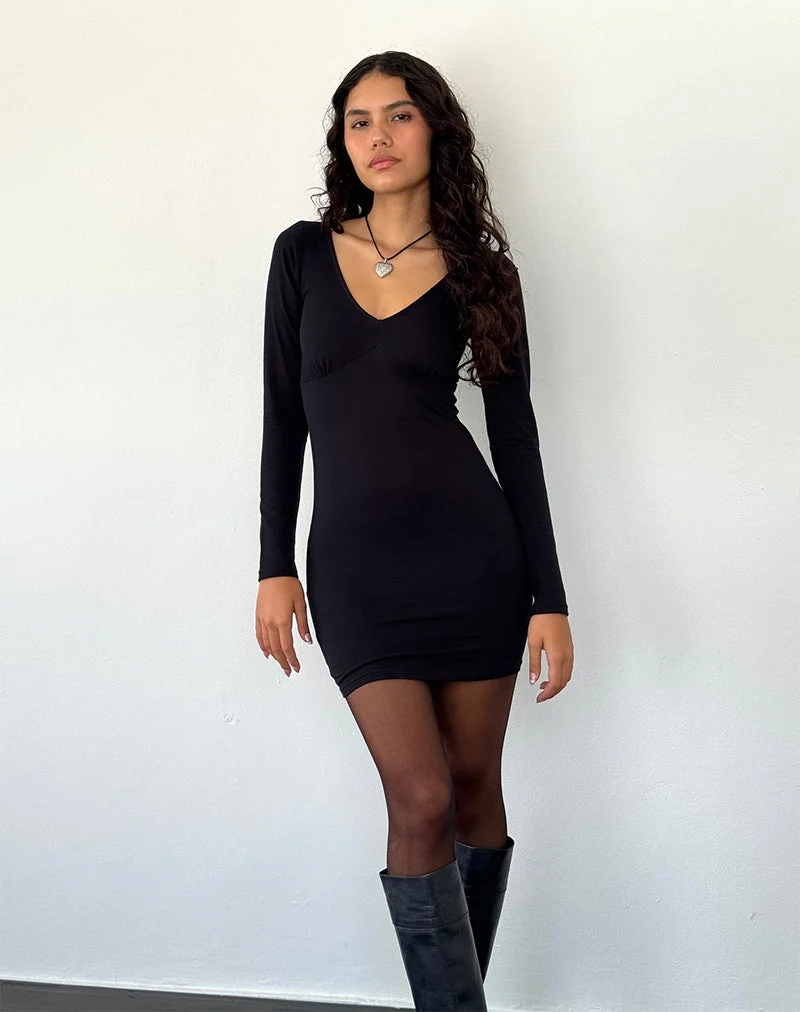 Mini robe en lycra Silsali, noir