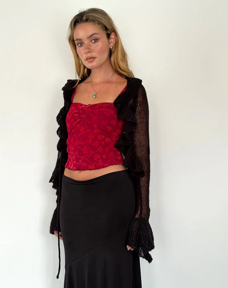 Top Cami Hali en Grunge Floral Flock Red
