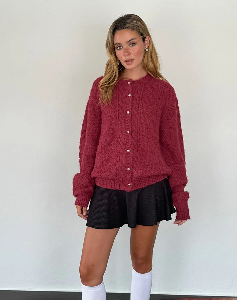 Cardigan Aceso en maille brossée Bourgogne