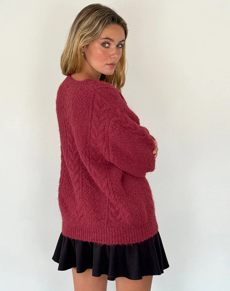 Cardigan Aceso en maille brossée Bourgogne