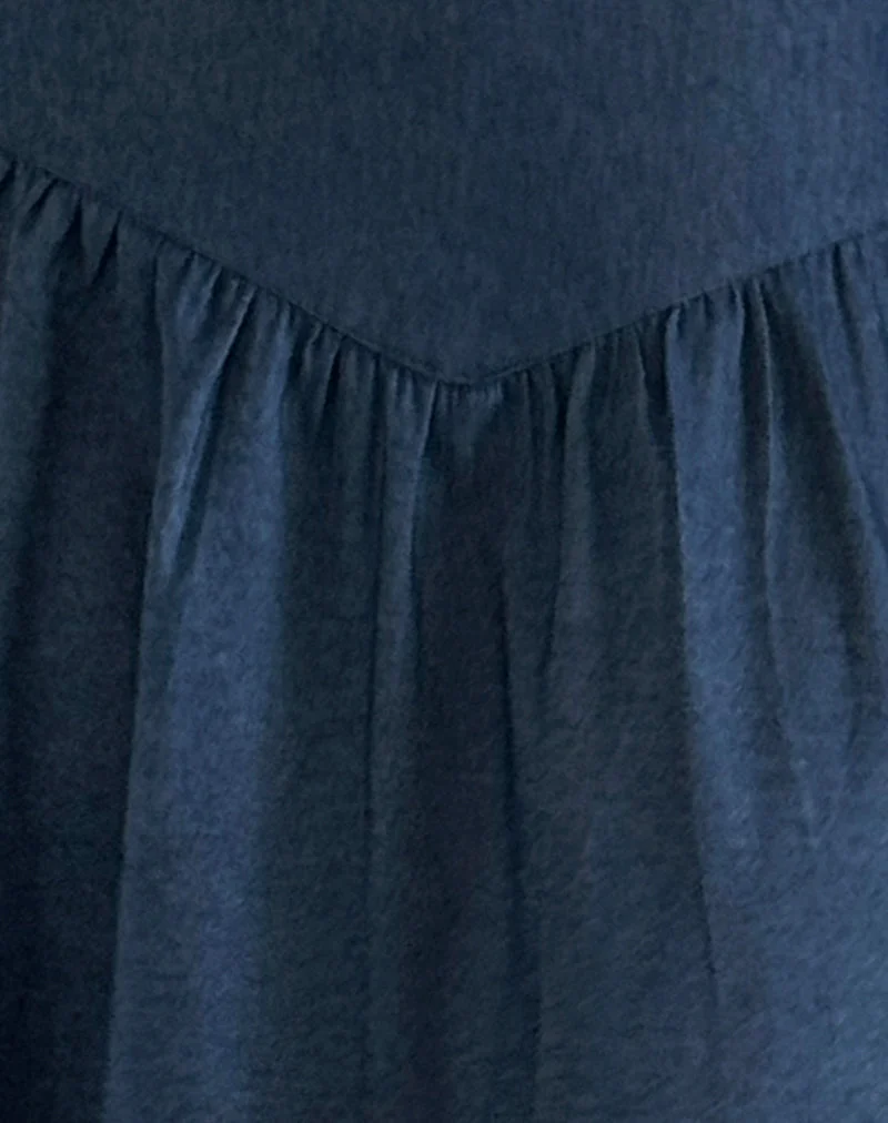 Jupe midi Seraya, Denim Chambray Indigo