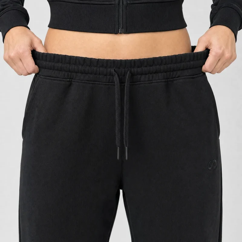 Jogginghose mit weitem Bein Damen | Schwarz