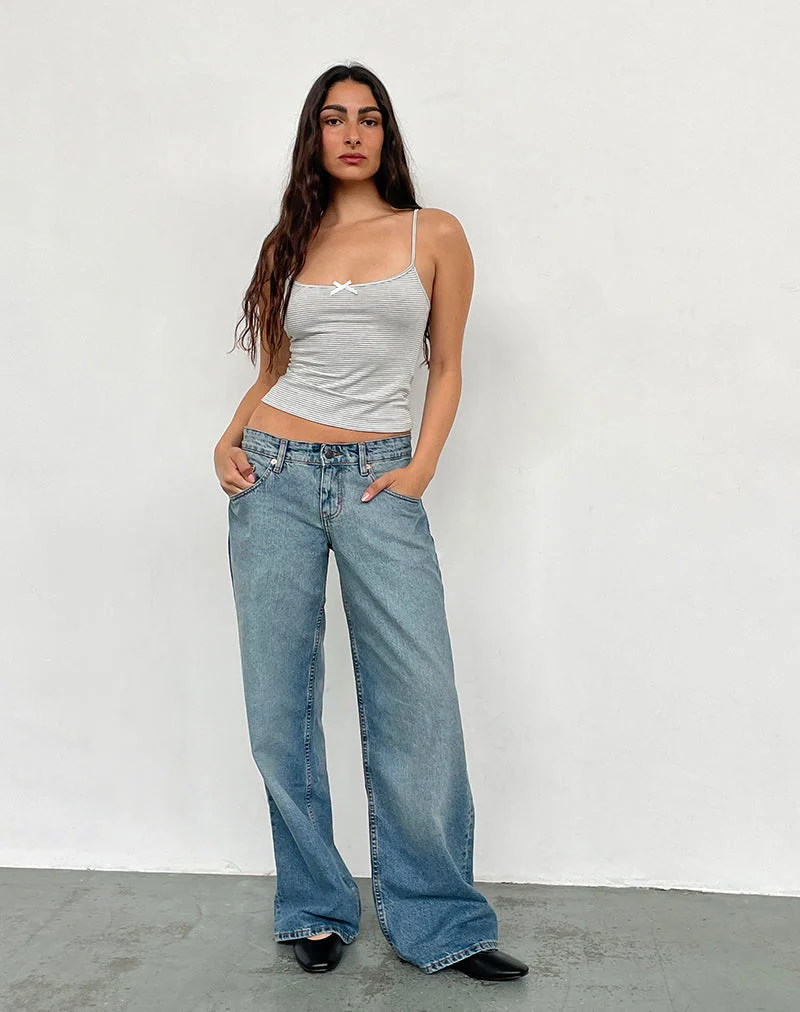 Jean ample à taille basse, Vintage Bleach