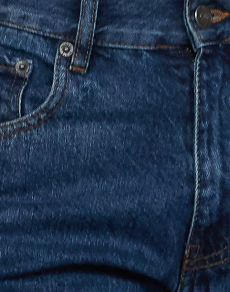 Jeans Awkward Parallel à taille moyenne, bleu moyen usagé