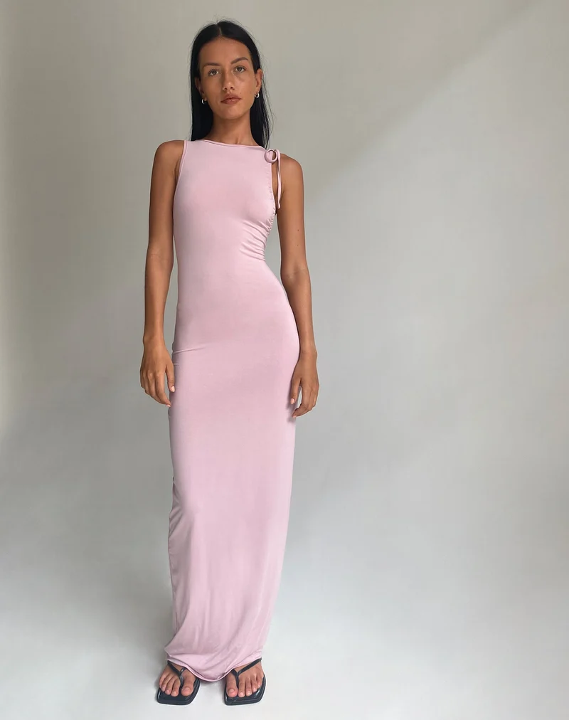 Elinor Maxi Dress in Slinky Baby Pink