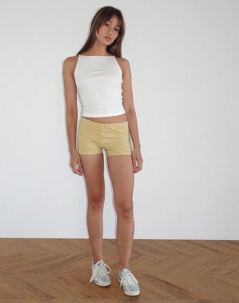 Dudley Ribbed Vest Top in Off White (Top gilet côtelé Dudley en blanc cassé)