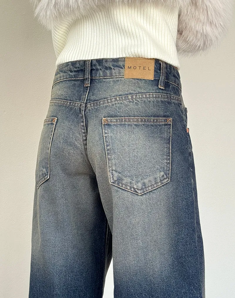 Jean à taille basse extra-large Roomy, lavé à l'ambre