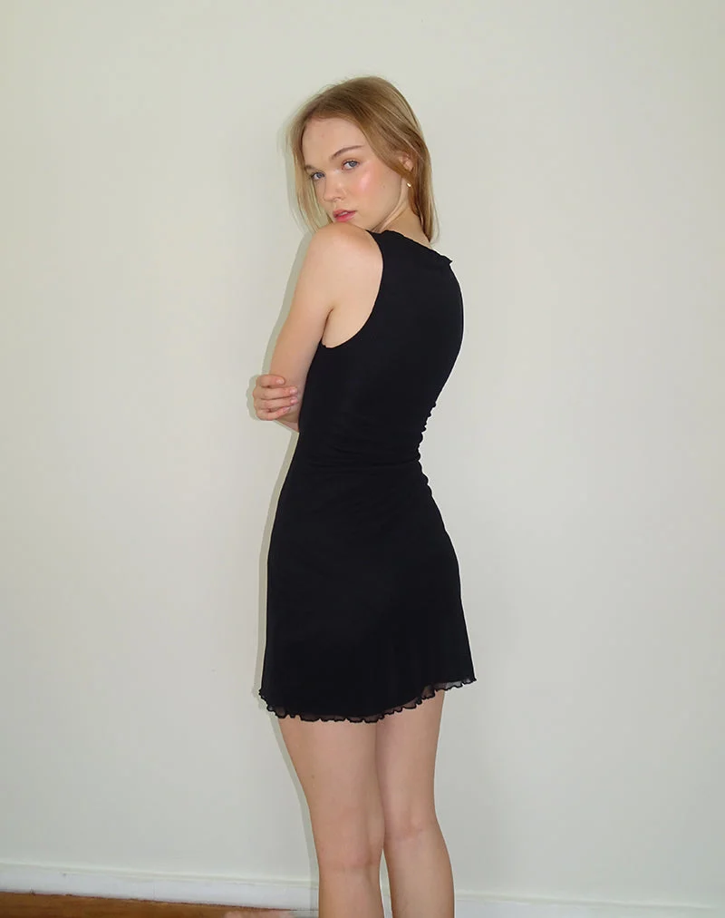 Mini robe asymétrique Masita en noir