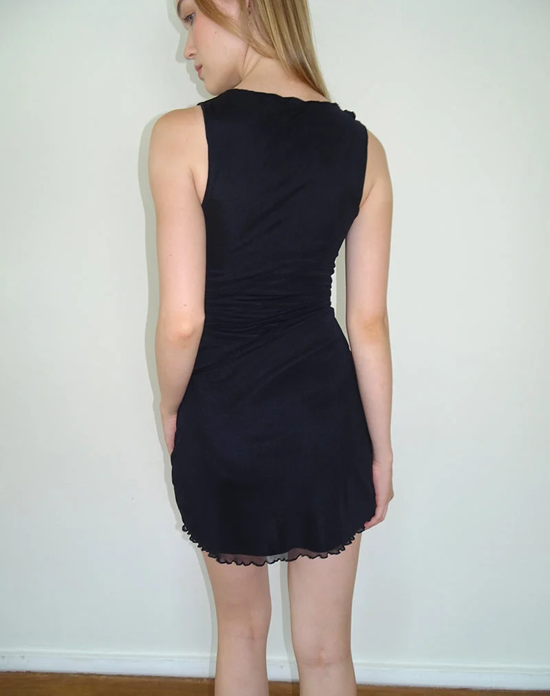 Mini robe asymétrique Masita en noir