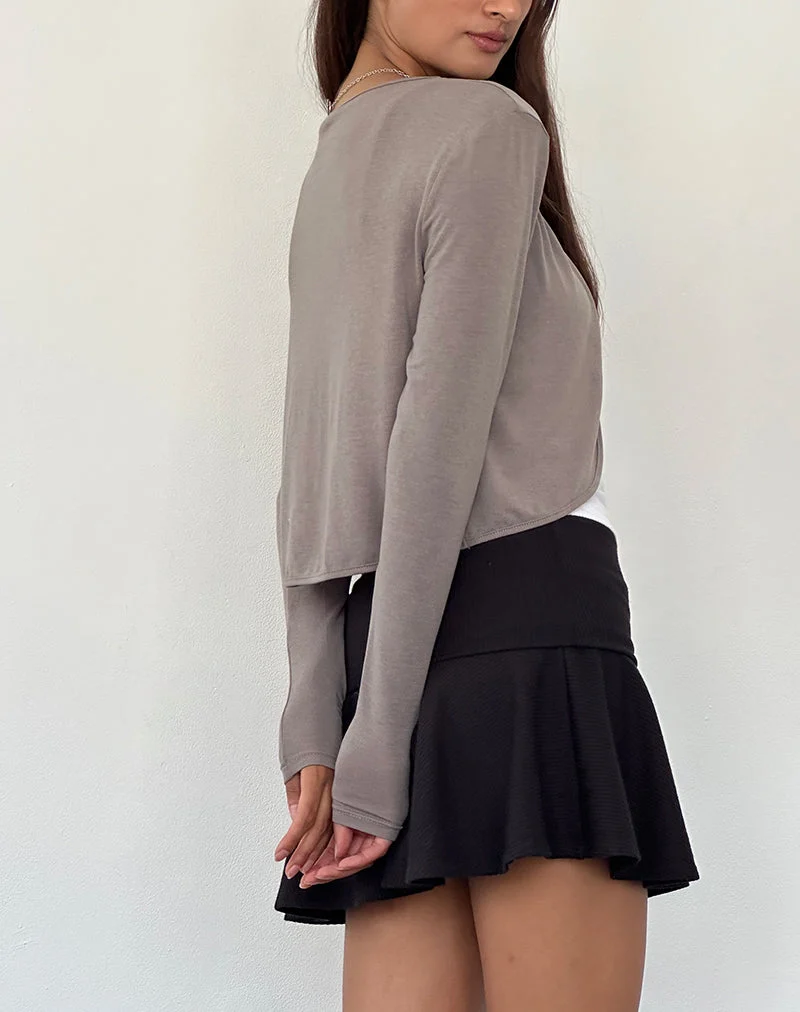 Cache-nez à manches longues en tricot Despina, gris chaud
