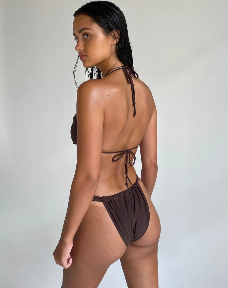 Top de bikini Lawa, marron noix de coco